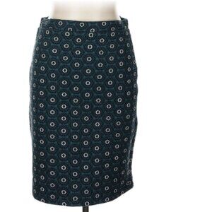 Teal print pencil skirt